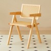 VYNXARIA 2 dining chairs, natural color, rubber wood rattan weaving technology, armrest solid wood dining chair, living room chair, simple and natural - 4 of 4