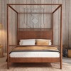 Merax Modern Rustic Solid Wood Canopy Bed Frame with Built-in Headboard - 2 of 4