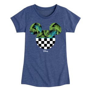 Girls' - Disney - Mickey Silhouette Tropical Vibe Fitted Short Sleeve Graphic T-Shirt - 1 of 4
