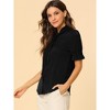 Allegra K Women's Work Office Button Down Puff Sleeve Tie Neck Top Shirt - image 4 of 4