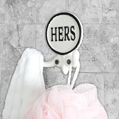 White Cast Iron His and Hers Wall Hooks Set