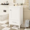 Vynxaria 20-Inch Bathroom Vanity - Ceramic Sink, 1 Soft-Close Door/Drawer, Double-Layer Door Organizer, Divider Drawer, Adjustable Foot Pads, White - 2 of 4