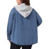 Agnes Orinda Women's Plus Size Jeans Hooded Color Block Button Down Long Sleeve Denim Shacket Jacket with Pockets - 4 of 4
