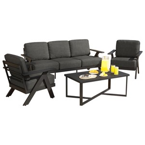 YARDSIGHT 4-Piece Aluminum Outdoor Patio Furniture Set with 3-Seat Couch, 2 Armchairs, and Coffee Table for Backyard, Deck, Poolside - 1 of 4
