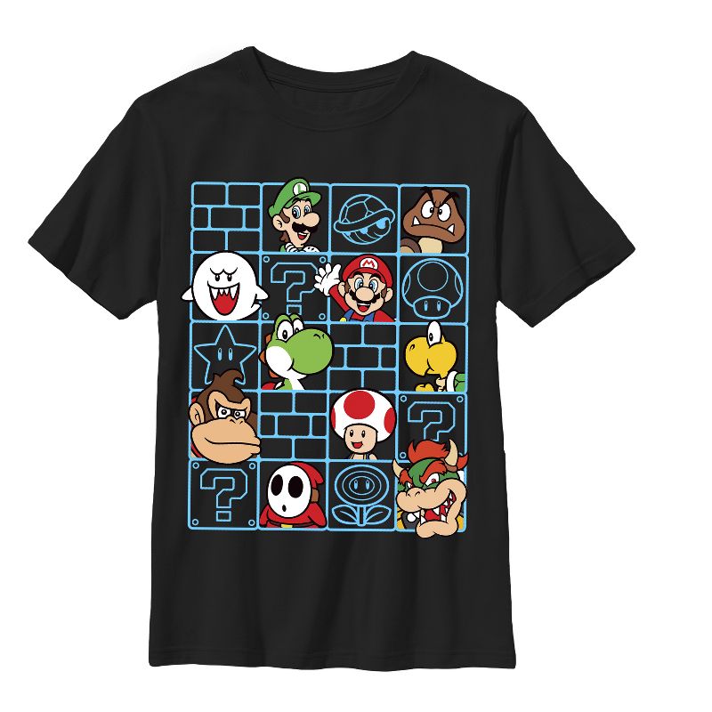 Boy's Nintendo Mario Characters Wall T-Shirt, 1 of 5