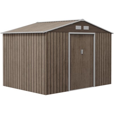 Outsunny Metal Storage Shed Organizer, Garden Tool House with Vents and Sliding Doors for Backyard, Patio, Garage, Lawn