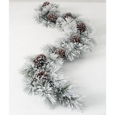 Sullivans Artificial Snowy Pine Garland 72"L Green