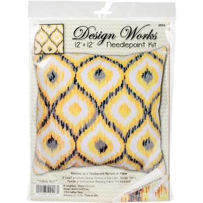 Design Works Needlepoint Kit 12"X12"-Yellow Ikat-Stitched In Yarn