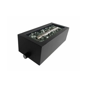 Four Seasons Courtyard 14" Steel 10K BTU Smokeless Propane Gas Fire Pit Rectangle Outdoor Backyard Fireplace for Patios, Decks, and Porches, Black - 1 of 4