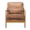 Dexmalle Set of 2 Accent Chairs Leisure Armchair with Rubber Wood Frame&Lumbar Pillow,Brown - 3 of 4