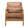 Dexmalle Set of 2 Accent Chairs Leisure Armchair with Rubber Wood Frame&Lumbar Pillow,Brown - image 3 of 4