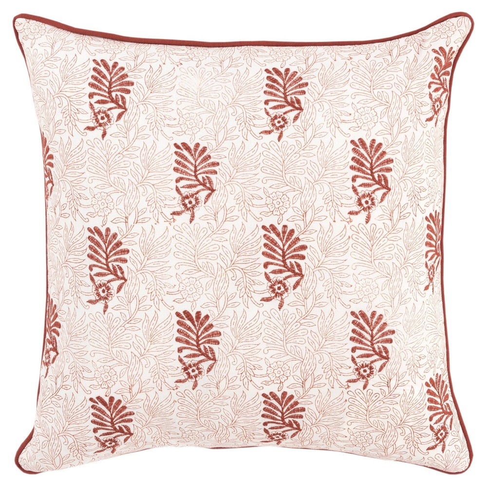 Photos - Pillow 20"x20" Oversize Leaves Square Throw  Cover Terracotta Pink - Rizzy