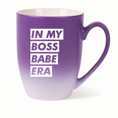 Elanze Designs In My Boss Babe Era Two Toned Ombre Matte 10 ounce New Bone China Coffee Tea Cup Mug For Your Favorite Morning Brew, Purple and White