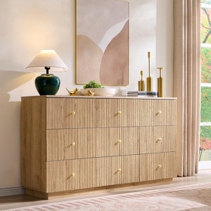 SinCiDo 9 Drawer Fluted Dresser, 55" Wide Wood Chest of Drawers with Deep Storage, Modern Storage Organizer for Bedroom, Living Room - 1 of 4