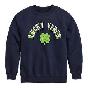 Boys' - Instant Message - St. Patrick's Day Lucky Vibes Graphic Long Sleeve Fleece Sweatshirt - 1 of 4