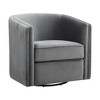 Classic Velvet Upholstery 360 Degree Swivel Accent Chair with Pleated Detail and Tuxedo Arms - 3 of 4