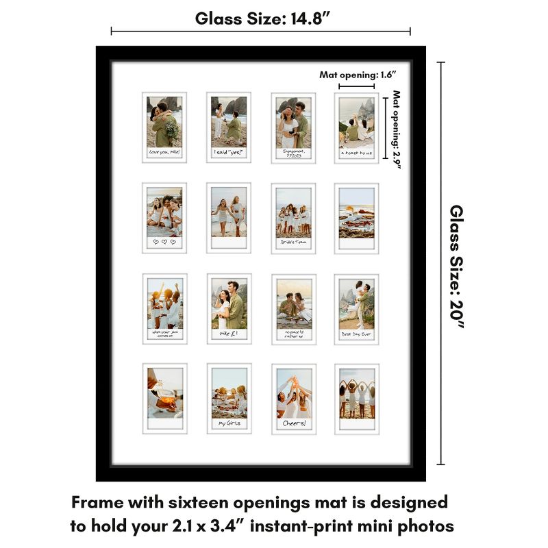 Americanflat Mini Instant Photo Collage Frame with Double White Mat - Display 2.1x3.4" Photos - Black, 4 of 8