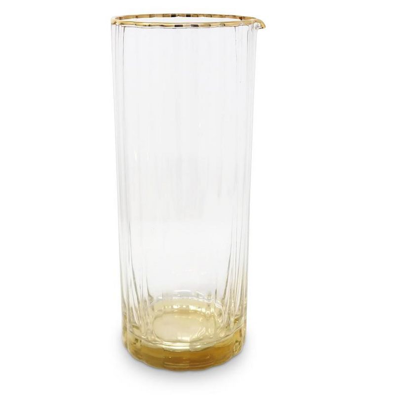 Classic Touch Glass Optic Pitcher with Gold Base and Rim, 9.75"H, 1 of 4