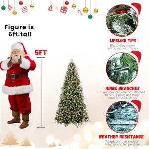 Aghana Digitals 5ft PE/PVC Tree with 47 Red Fruits & 47 Pine Cones - 1 of 4