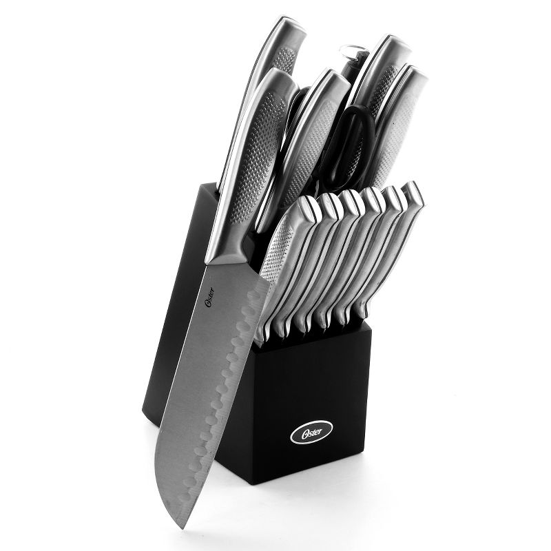 Oster Edgefield 14 Piece Stainless Steel Cutlery Knife Set with Black Knife Block, 1 of 17