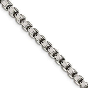 Black Bow Jewelry Men's 5.2mm, Sterling Silver, Solid Round Box Chain Necklace - 1 of 4