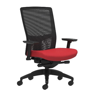 Union & Scale Fabric Task Chair Cherry Integrated Lumbar 2D Arms 53640