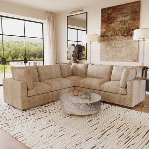 Cloud Couch Modular Sectional Sofa,100.5" V Shaped Couch, Convertible Wide Seater, 5 Seater For Living Room Set,Covers Washable&Replaceable - 1 of 4