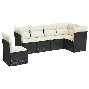 vidaXL Garden Sofa Set Black PE Rattan 5-Seater Sofa Modular - 1 of 4