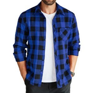 COOFANDY Men' s Flannel Plaid Shirts Long Sleeve Button Down