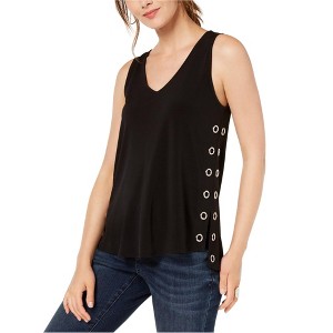 I.N.C International Concepts Womens Grommet Tank Top, Black, X-Small - 1 of 1