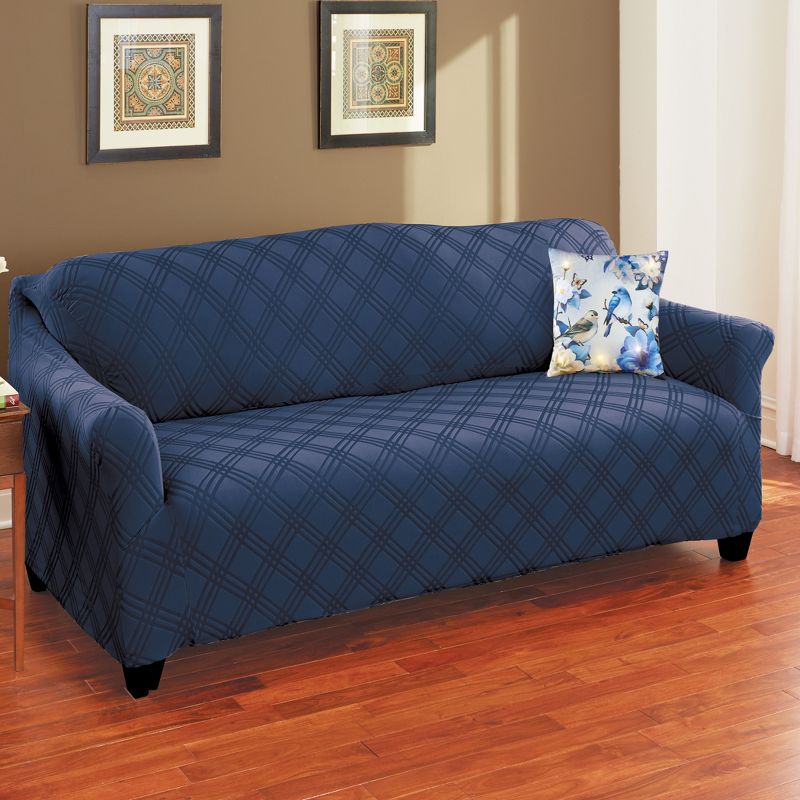 Collections Etc Double Diamond Form Fit Stretch Furniture Slipcover, 2 of 3