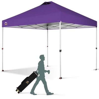 CROWN SHADES 10x10 Pop Up Canopy - Beach Tent with One Push Setup - Easy Outdoor Sun Shade for Events, Parties, Camping - Gazebo with STO-N-Go Cover Bag, Silver Coated Top