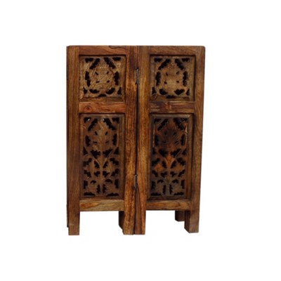 Elegant Dark Chocolate Mango Wood 18" Folding Accent Coffee Table