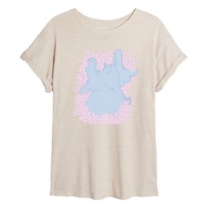 Women's - Dr. Seuss - Floral Horton Oversized Graphic T-Shirt - 1 of 4
