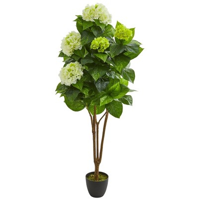 5' Artificial Hydrangea Plant in Pot - Nearly Natural