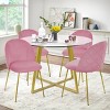 Hana+Nano 5-Piece Round-Shaped Dining Table Set With 4 Tufted Velvet Upholstered Chairs Gold Legs -Maison Boucle - 2 of 4