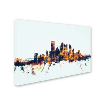 Trademark Fine Art -Michael Tompsett 'Pittsburgh PA Skyline Blue' Canvas Art