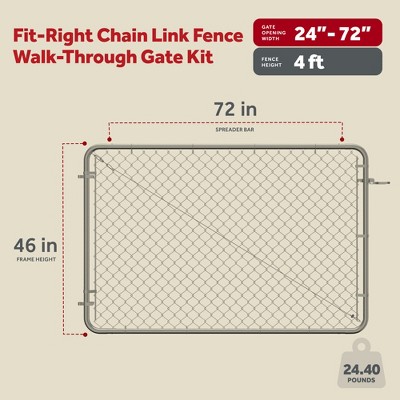 Adjustable Silver Chain Link Walk-Through Gate Kit, 4' x 6'