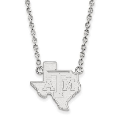 Black Bow Jewelry 10k White Gold Texas A&M Aggies NCAA Necklace 18 Inch