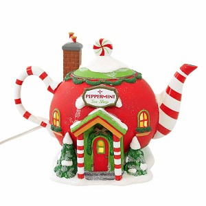 Department 56 Villages 5.0 Inch Peppermint Tea Shop North Pole Building Glistening Snow Village Buildings - 1 of 3