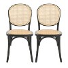 Set of 2 Dining Chairs, Natural Rattan Back & Seat, Sturdy Birch Wood Frame,Black-- Frevyn - 2 of 4
