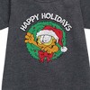 - Garfield - Happy Holidays Wreath Graphic Short Sleeve Fleece Dress - 2 of 3