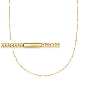 Pure Collection by Ross-Simons Italian 18kt Gold Vermeil Bar and Curb-Link Station Necklace Size 16 - 1 of 4