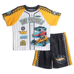 Hot Wheels Mesh Baseball Jersey Athletic T-Shirt and Shorts Outfit Set Toddler - 1 of 4