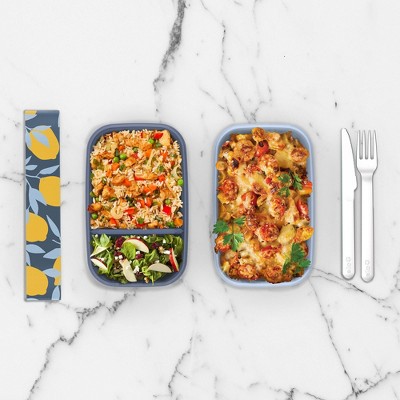 Ello 2-Pack Blue and Gray Plastic Bento Box