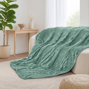 Cozy Soft Striped Fleece Blankets Decorative Plush Luxury Ribbed Warm Blanket for Couch, Sofa, Chair & Bed  - Lux Decor Collection - 1 of 4