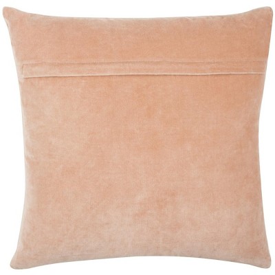 Blush Pink Embroidered Velvet Square Throw Pillow