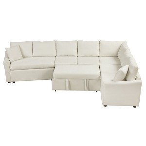 NicBex Modern 124.8" Pull Out Sofa Bed Chenille Convertible Sleeper Sofa with USB Ports for Living Room - 1 of 4