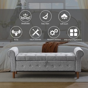 Vynxaria 62" Tufted Button Storage Bench ¨C Modern Fabric Ottoman for Versatile Living Spaces - 1 of 4