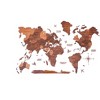 HomeRoots 47" X 79" Brown and Tan Wood World Map Hanging Dimensional Sculpture - 3 of 4